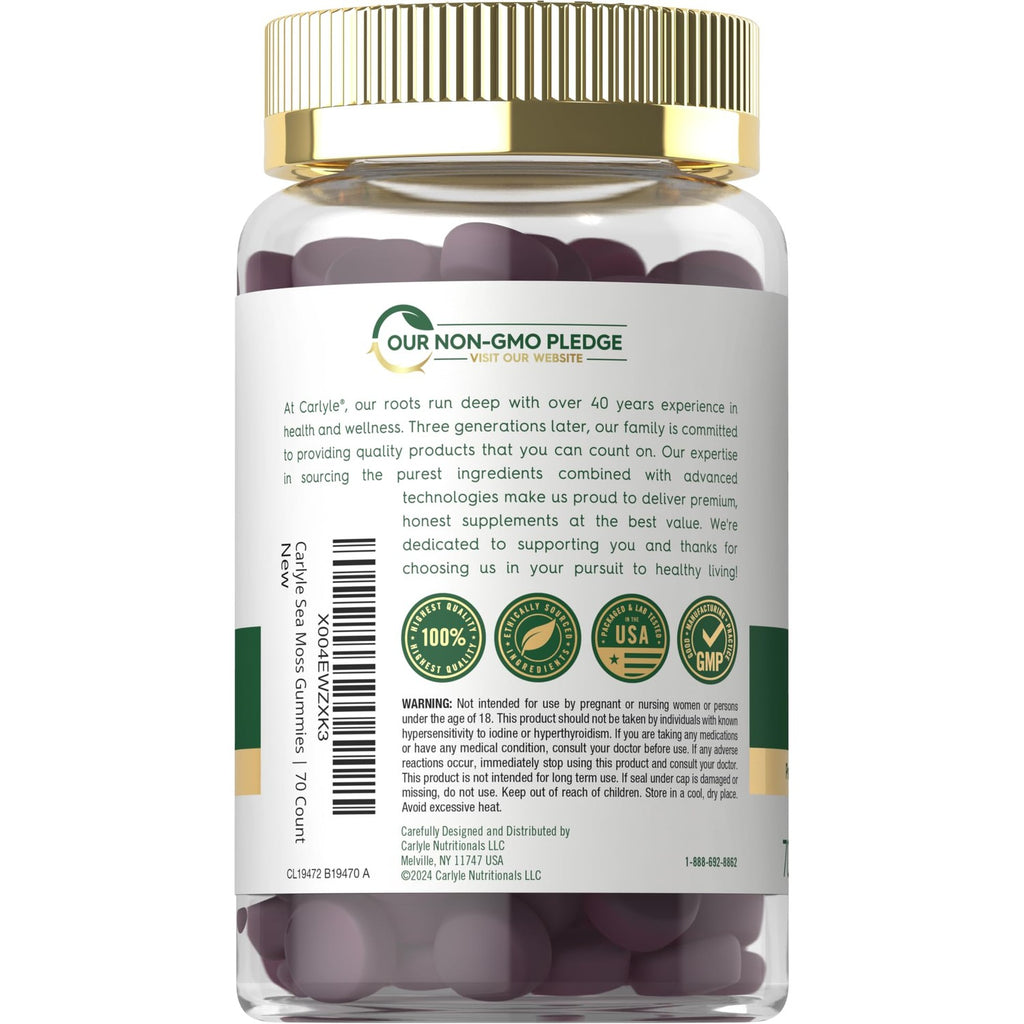 Carlyle Sea Moss Gummies | 70 Count | for Men and Women