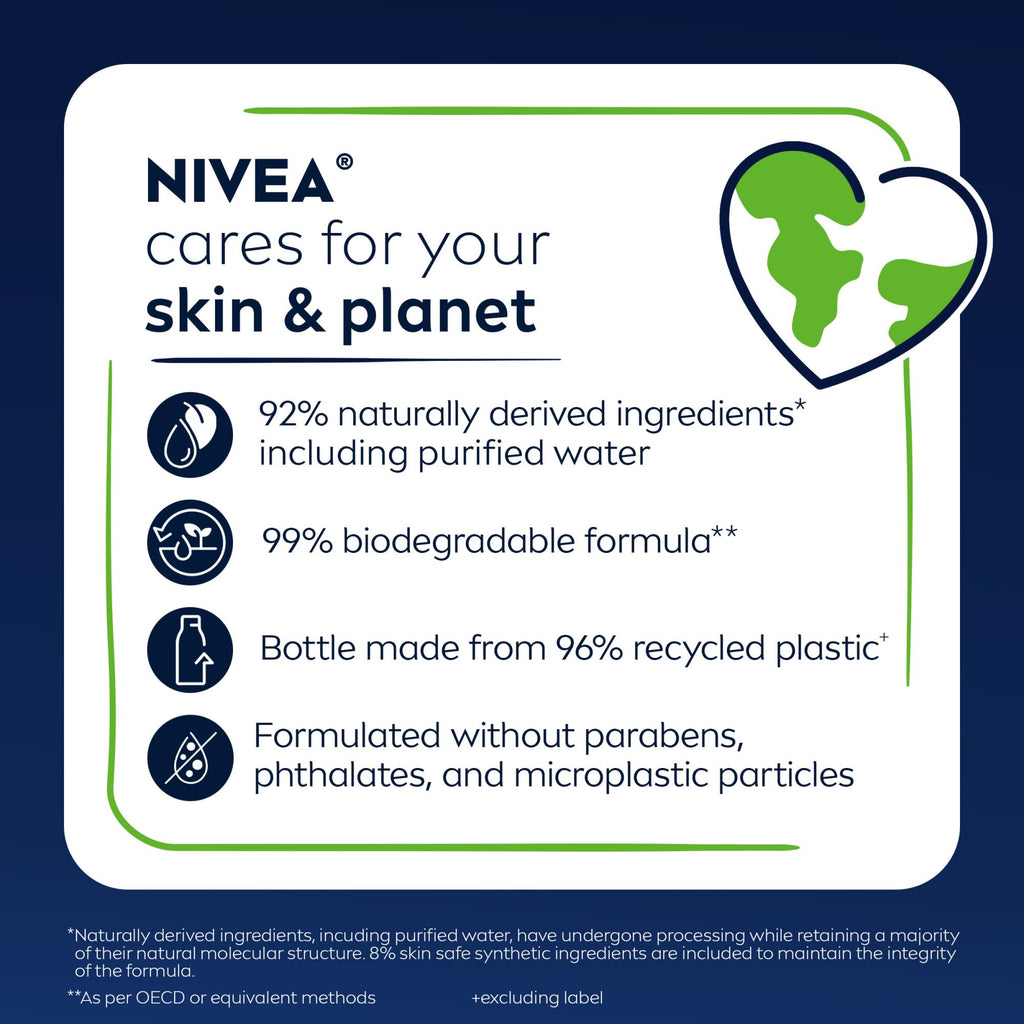 Buy now NIVEA MEN Maximum Hydration Body Wash for Dry Skin, Aloe Vera Enriched, 3-in-1 Moisturizing Body Wash, Face and Hair, Paraben Free, Vegan Formula, 16.9 Fl Oz Bottle, Pack of 3 at indiglob india