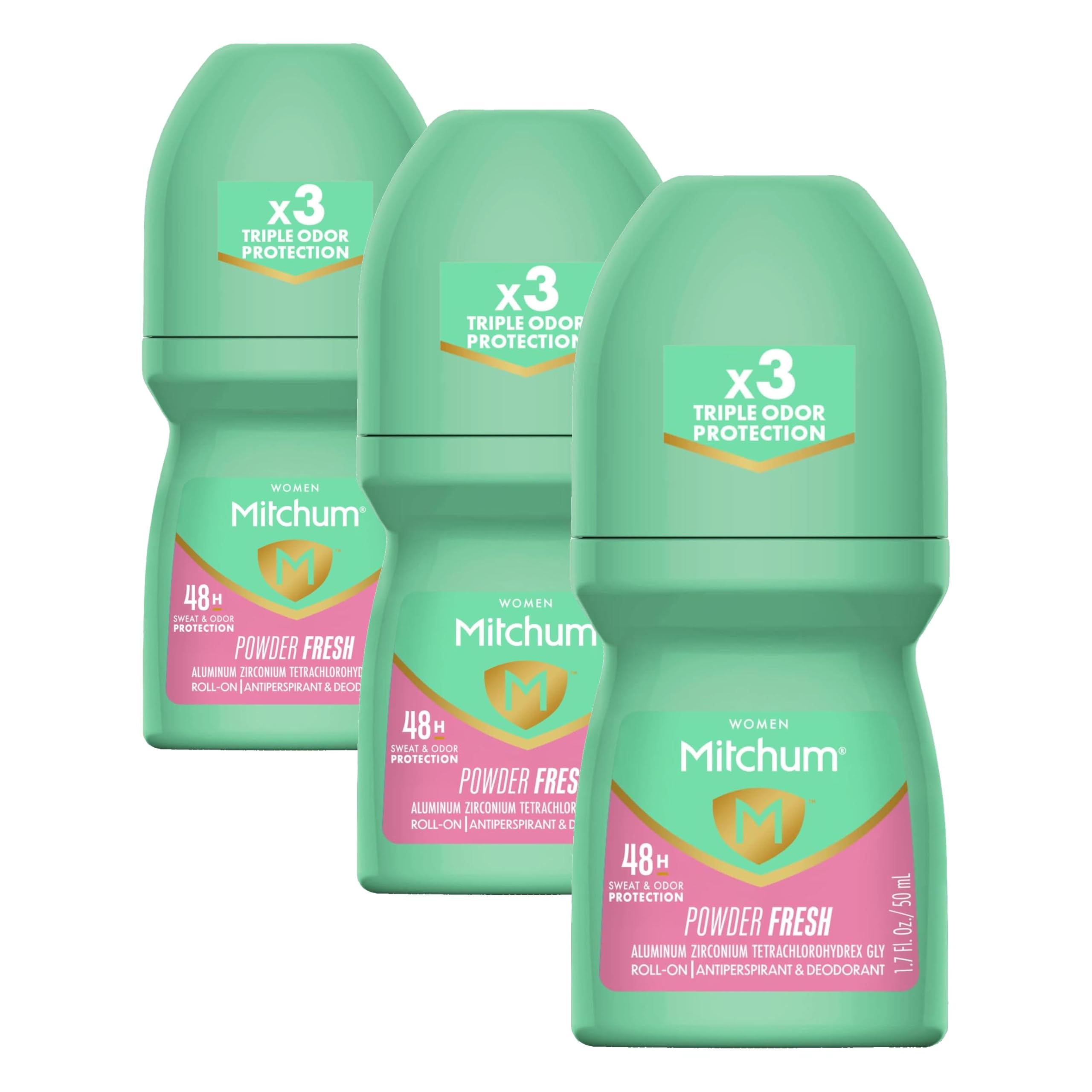 Mitchum Women's Antiperspirant Deodorant Roll-On, Powder Fresh, 1.7 oz | Antiperspirant & deodorant for women delivers 48HR sweat & odor protection & long-lasting freshness. Powder Fresh scent.