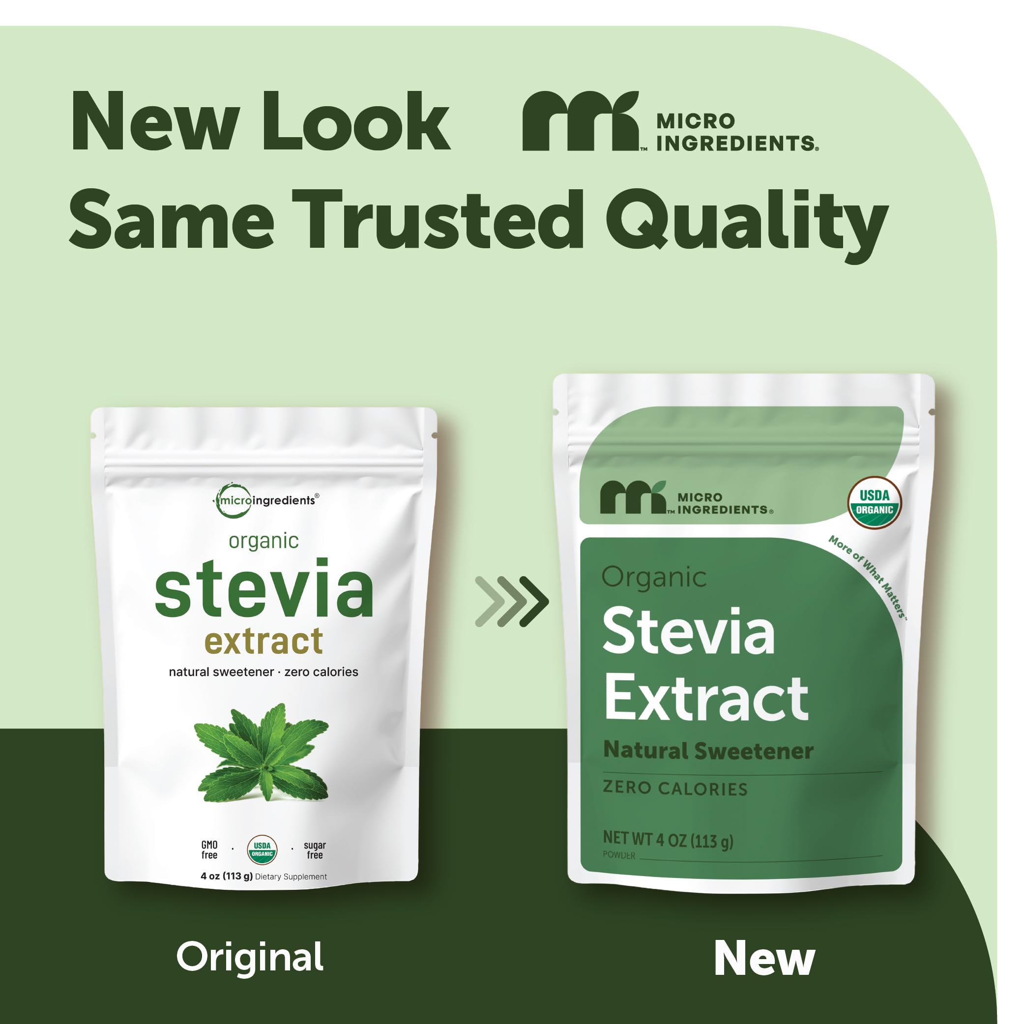 Micro Ingredients Pure Organic Stevia Extract Powder, 4 oz, No Additives | 706 Servings, Stevia Green Leaf Reb-A, Sugar-Free 0 Calories, Natural Sweetener, Sugar Substitute, Keto & Vegan Friendly
