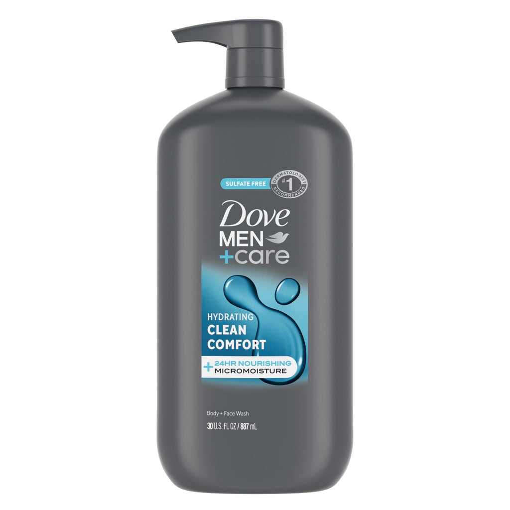 DOVE MEN + CARE Body & Face Wash Clean Comfort Men's Body Wash with 30 oz | For dry skin, Helps hydrate and smooth skin, With Micro moisture technology, For daily showers, Clean Comfort scent