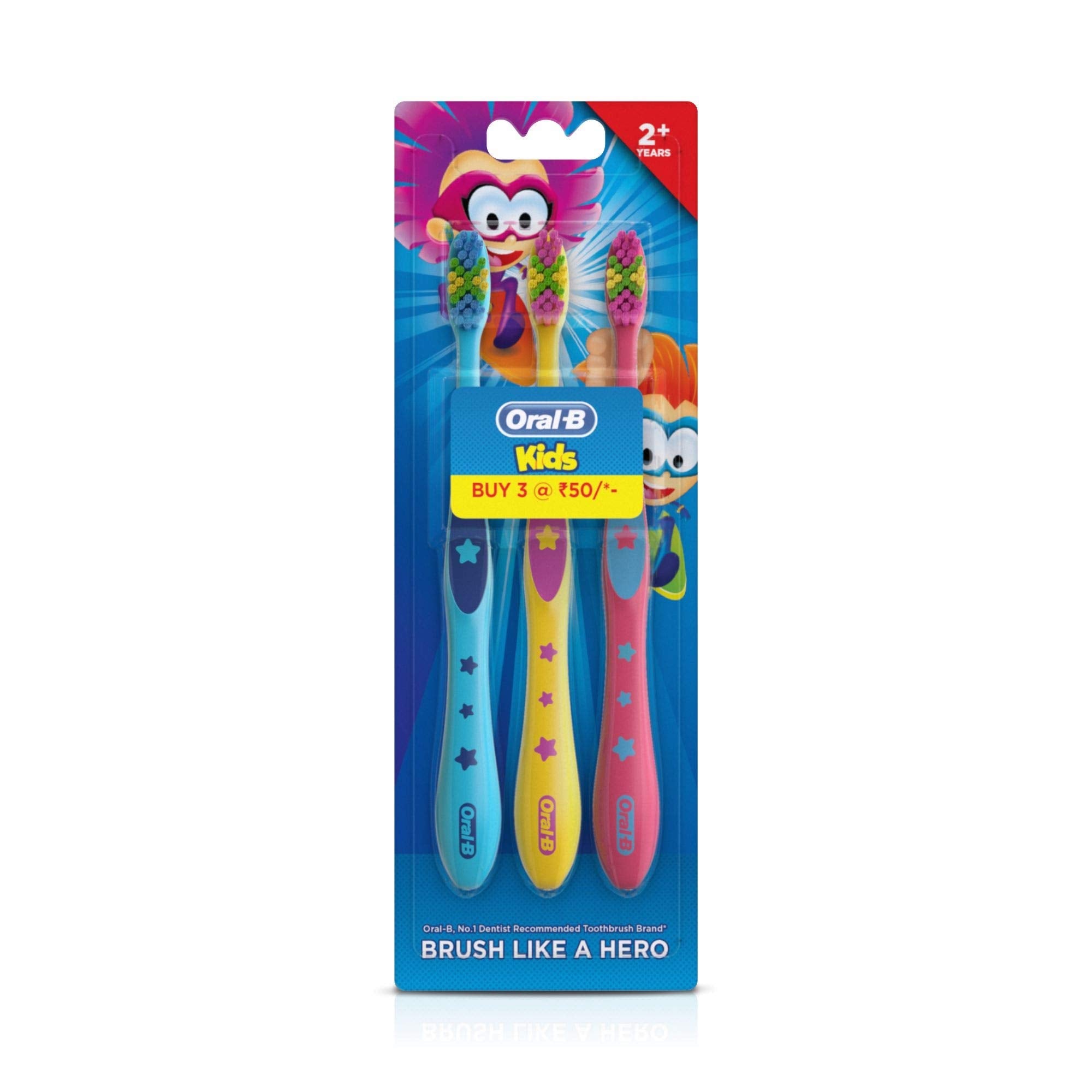 Buy now Oral-B Kids Toothbrush, Extra Soft (Pack of 3) at indiglob india