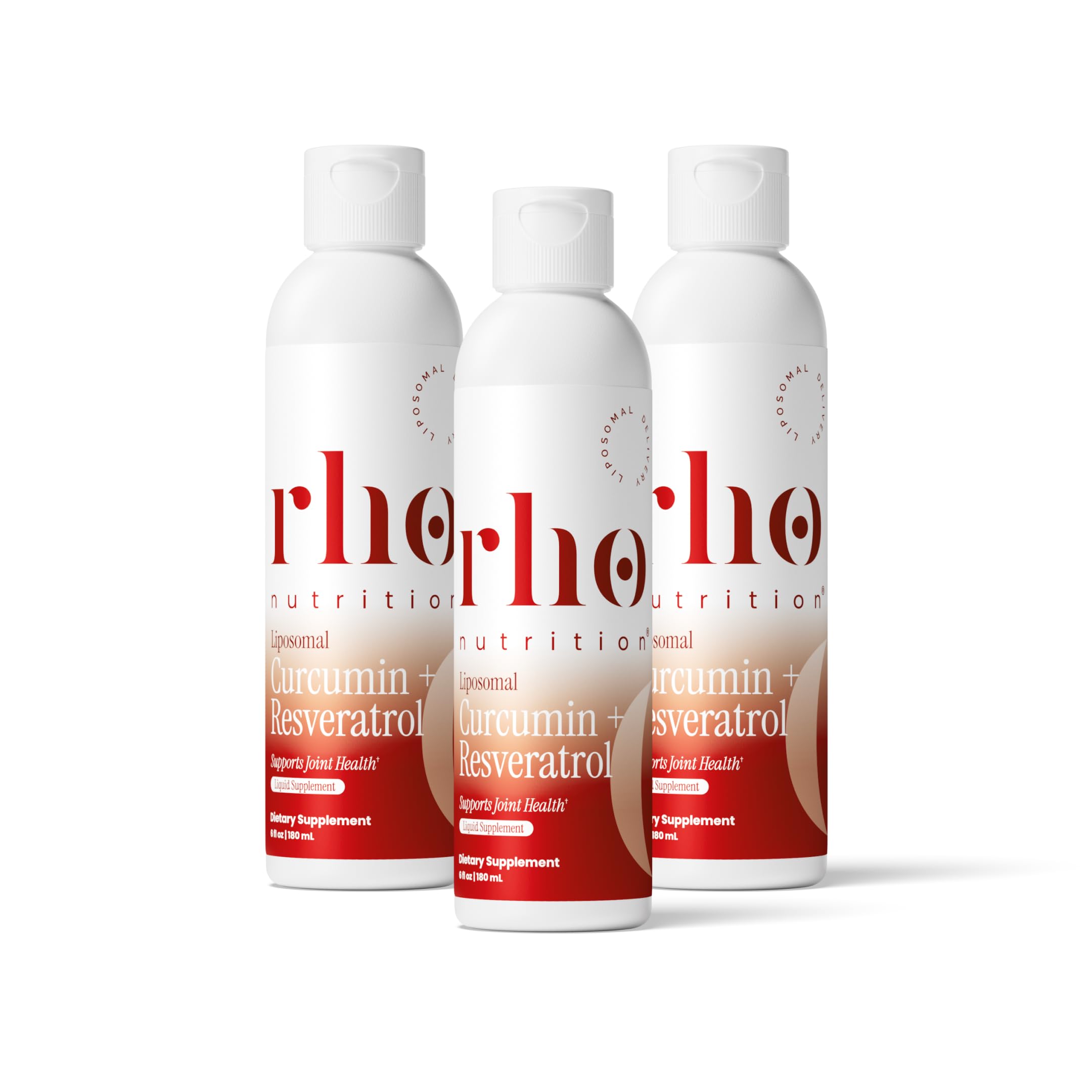 Rho Nutrition Liposomal Curcumin + Resveratrol Liquid Supplement | High Absorption Formula, Curcumin & Resveratrol, Joint Comfort, Mobility & Cellular Health (3 Pack)