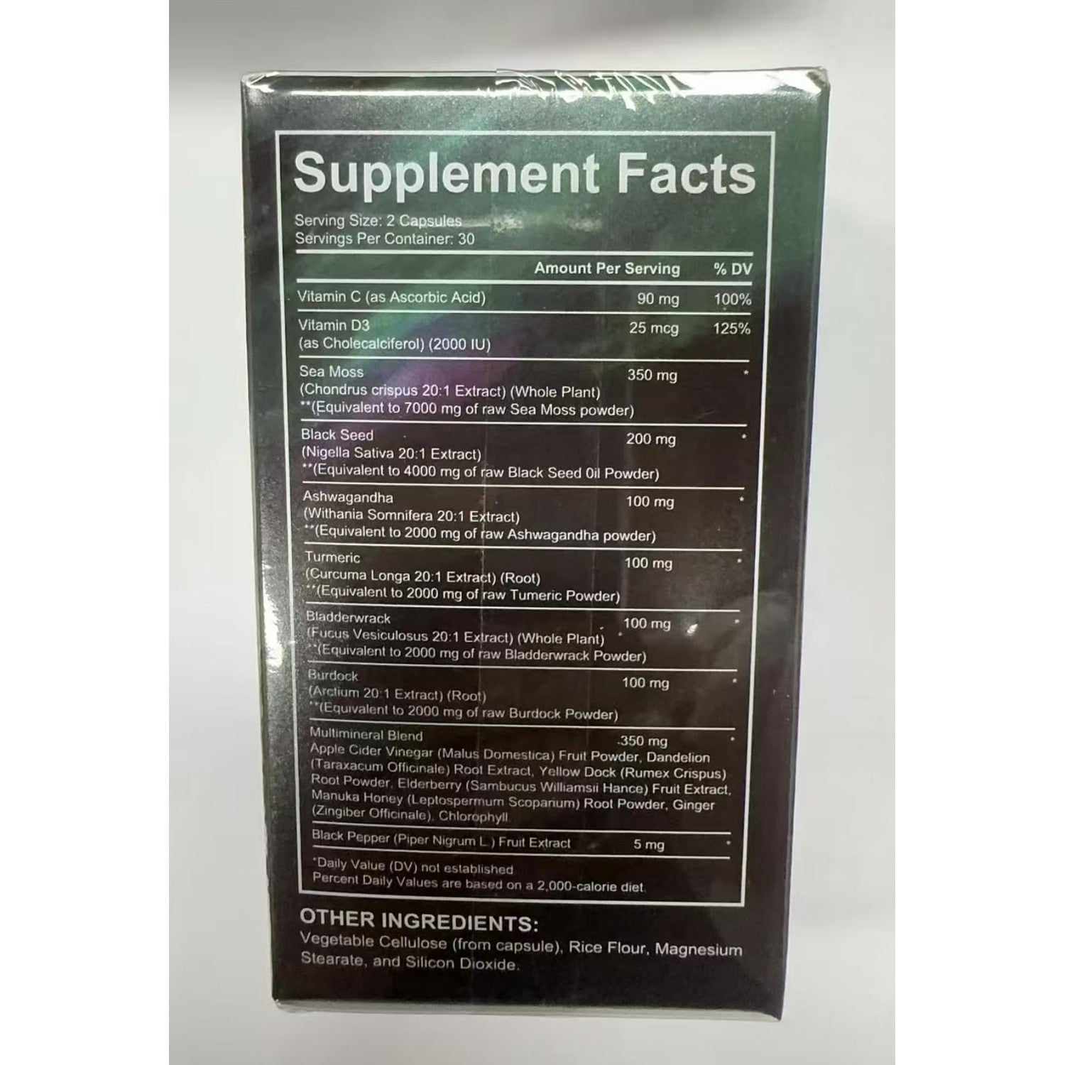 Sea Moss Black Seed Oil Ashwagandha Ginger, Sea Moss Capsule Supplement with Turmeric Burdock Root Bladderwrack Vitamin C Vitamin D3 Enhanced Immunity & Energy Black Seed Oil Capsule 60 Count
