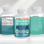 PrimeMD 4-in-1 Calcium 1200mg, Vitamin D3 K2 5000IU, Vegan Non-GMO, 120ct | Bone Health and Everyday Vitality Support, Extra Strength Calcium with Vitamin D3 and K2, Vegan, Non-GMO, Calcium Supplement