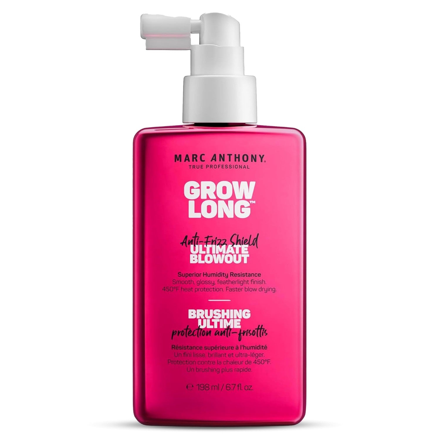 Marc Anthony Grow Long Ultimate Blowout, Anti-Frizz Heat Protection Spray | Ultimate Blowout & Frizz Control - Humidity & Heat Protectant Spray for Smooth, Shiny, Soft Hair - Featherlight Finish 6.7 oz
