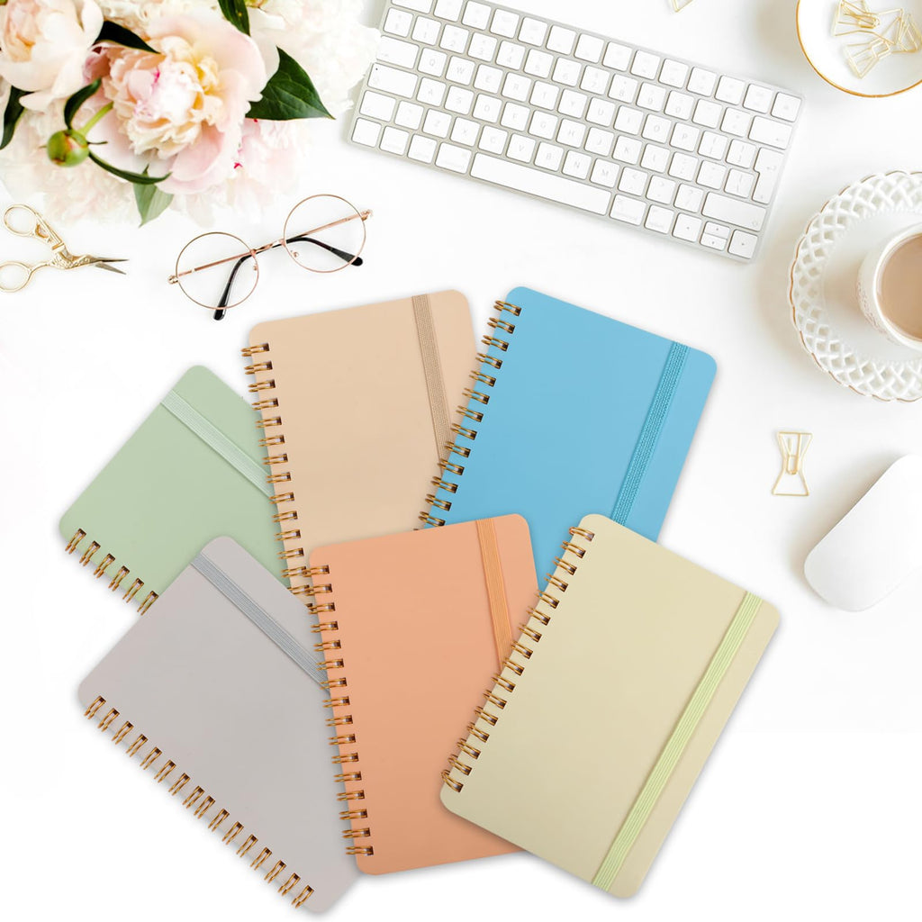 Azureal 6 PCS Small Spiral Notebook 4x6, Notebooks for Note Taking, Scheme Spiral Journal Notebook, Work Notebook Small Notebooks with Strap, Cute Notebooks for Women(Morandi Color)
