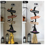 Lighted Halloween Wooden Witch Broom for Indoor Outdoor Decorations