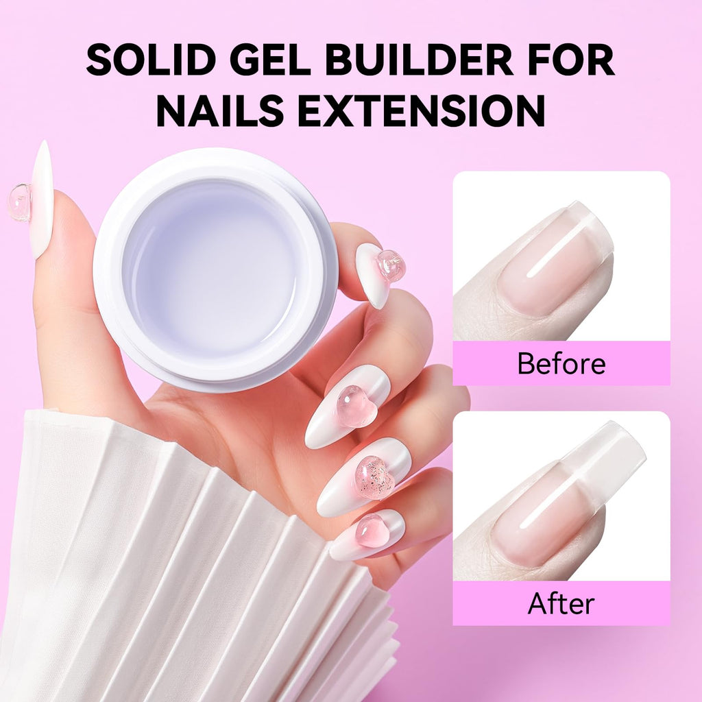 Makartt 3D Gel Nail Art, Clear Non-Sticky 4-in-1 Glux Gel | For Molding, Carving, Shaping, Raised Designs and Nail Extension, UV/LED Cure, Home DIY and Professional Nail Art, 15g