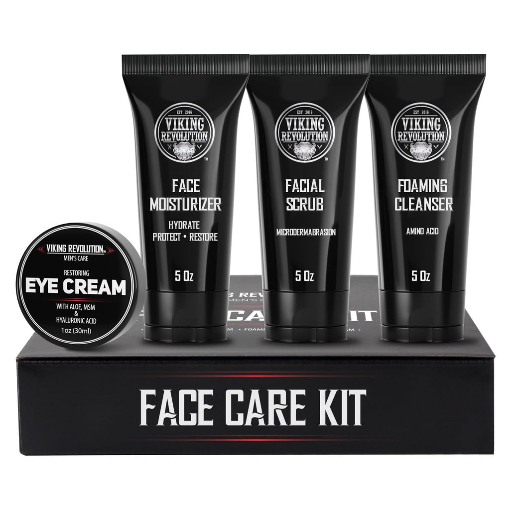 Viking Revolution Men's Facial Skin Care Kit - 4 Piece Set