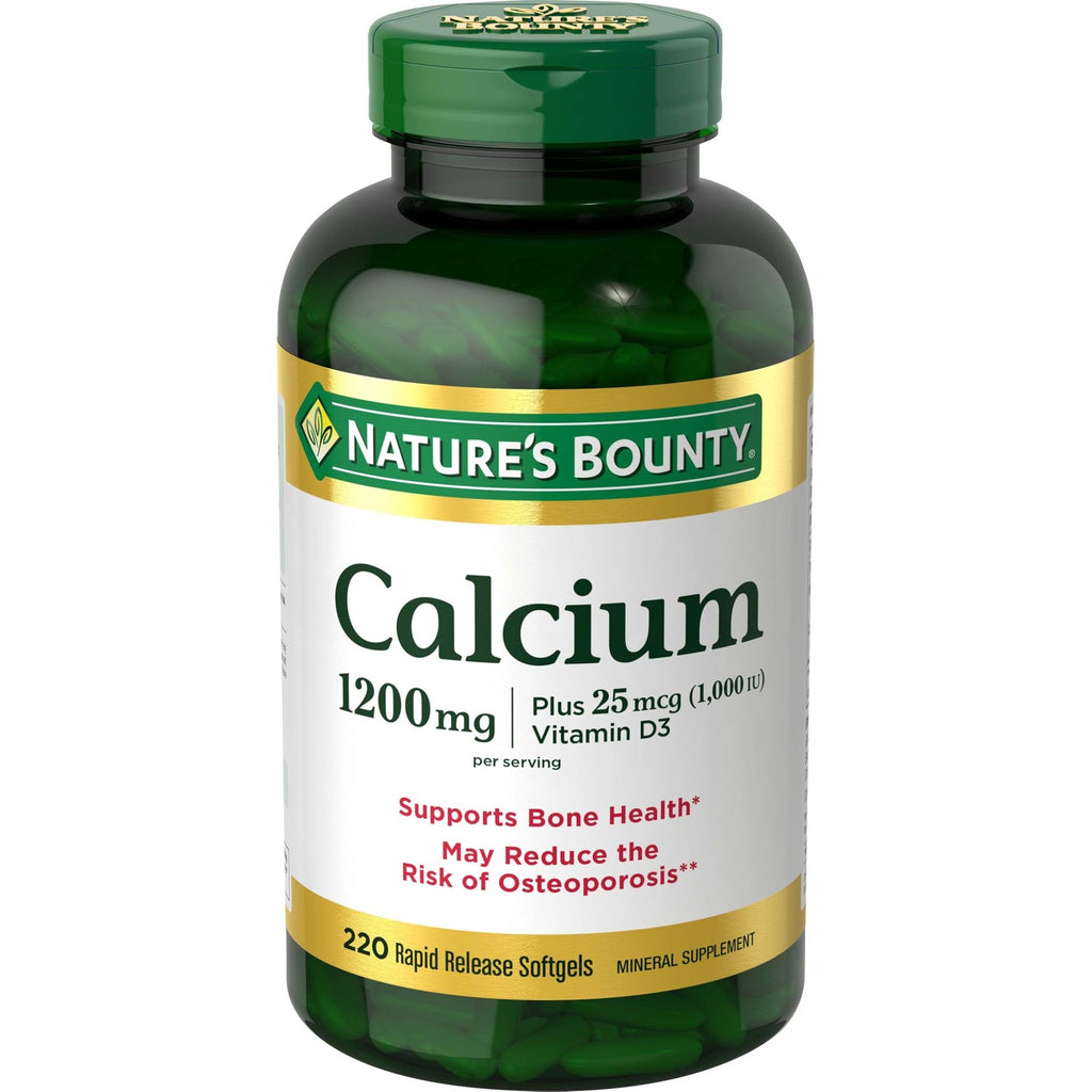Nature's Bounty Calcium 1200mg with 1000 IU Vitamin D3, 120 Count | Bone Health & Immune Support Softgels, Calcium and Vitamin D Supplement, Gluten Free, 2 Softgels per Day