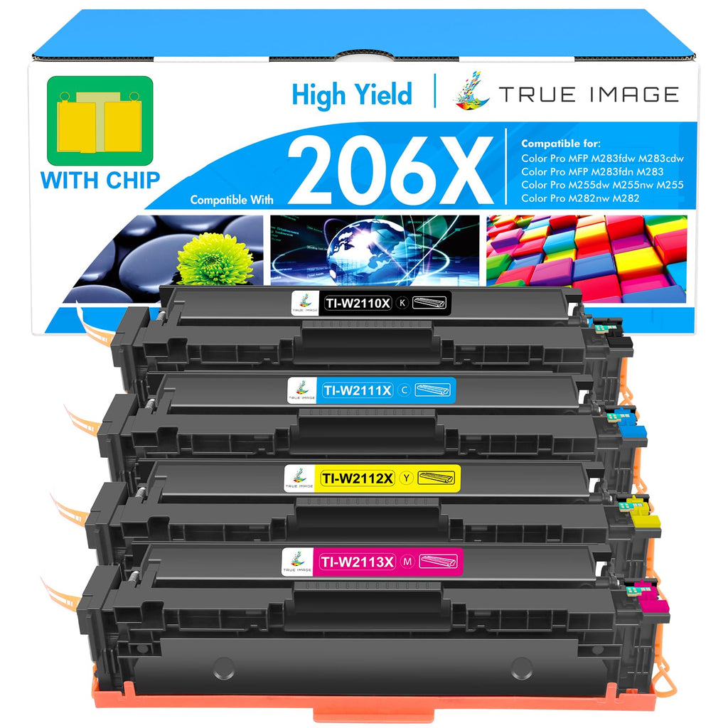 206X Toner Cartridges 4 Pack High Yield for HP 206A M283fdw M283cdw M255dw