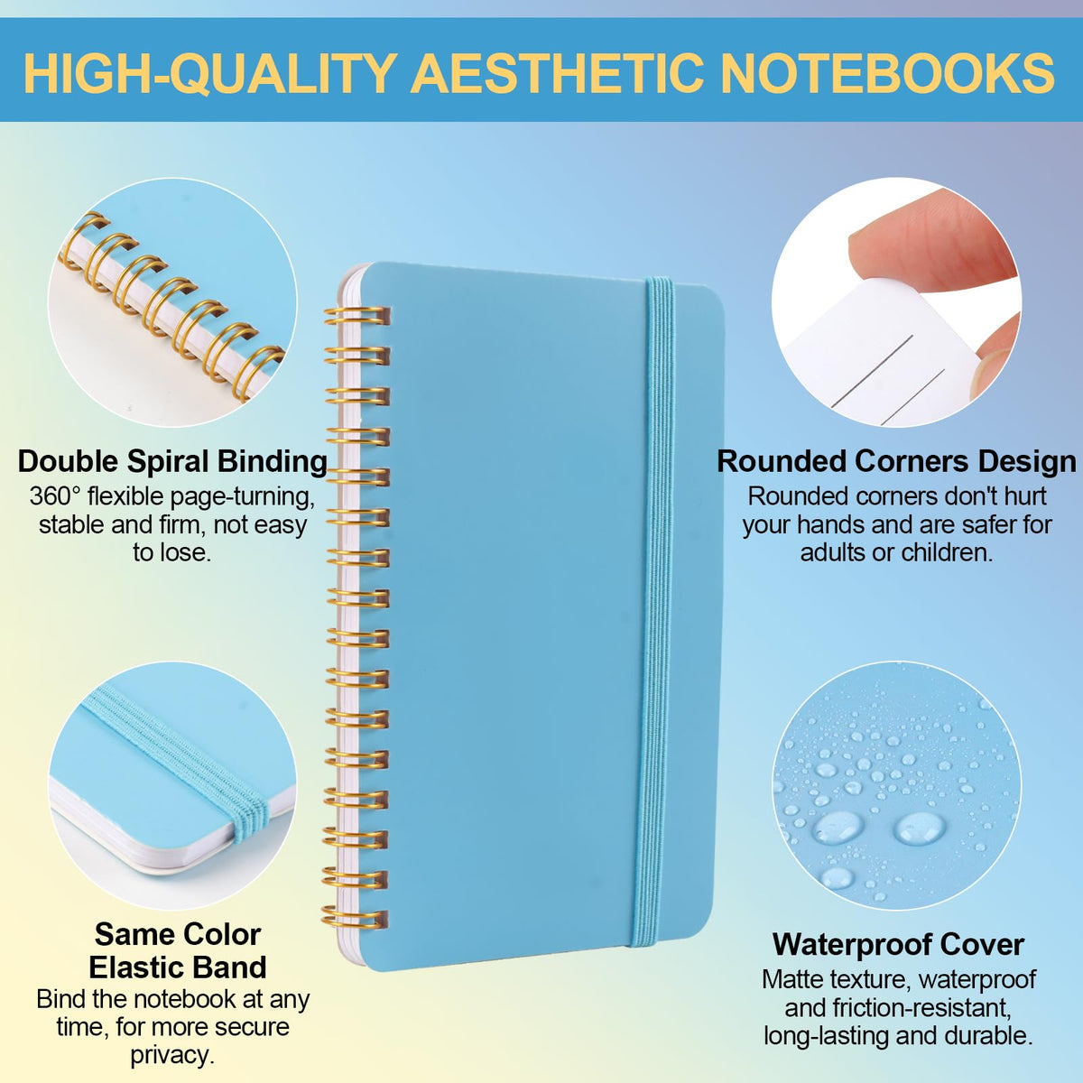 Azureal 6 PCS Small Spiral Notebook 4x6, Notebooks for Note Taking, Scheme Spiral Journal Notebook, Work Notebook Small Notebooks with Strap, Cute Notebooks for Women(Morandi Color)