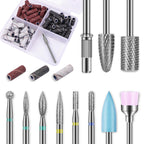 Depvko 10pcs Carbide Nail Drill Bits Set with 75Pcs Small Sanding Bands | Professional Efile Set with #80#120#180 Sanding Bands&Mandrel Bit for Acrylic Gel Removal, Shaping & Manicure Prep