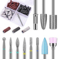 Depvko 10pcs Carbide Nail Drill Bits Set with 75Pcs Small Sanding Bands | Professional Efile Set with #80#120#180 Sanding Bands&Mandrel Bit for Acrylic Gel Removal, Shaping & Manicure Prep