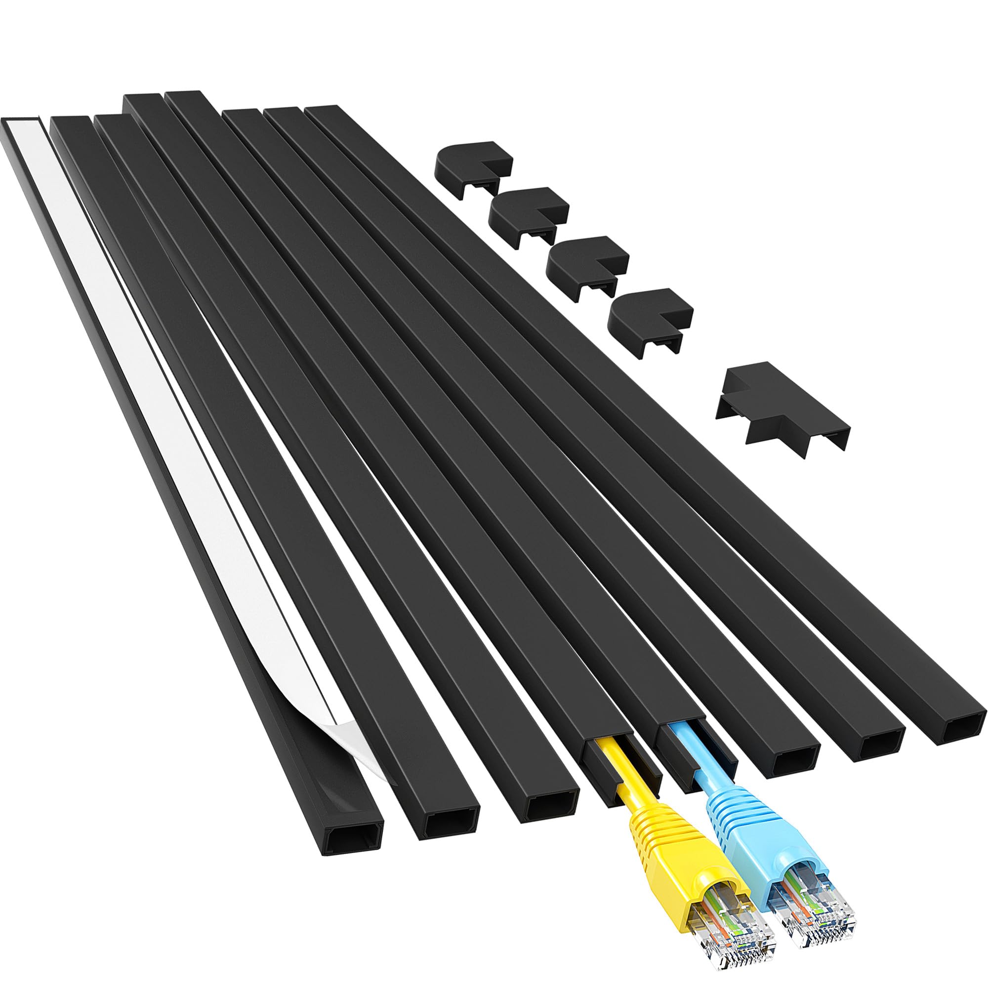 Buy now Yecaye Cord Hider, 113in One-Cord Cable Concealer, Cord Covers for Wires on Wall, Easy Install Cable Management Kit for 2 Small Wires, Cables Raceway Home Office, W0.59in H0.4in, White Small Black at indiglob india