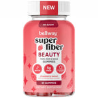 Bellway Super Fiber + Beauty, Fiber Gummies with Biotin, Sugar-Free, 60 Ct | 5g Prebiotic Fiber Supplement with Biotin & Vitamins A, C & E for Digestive Health, Skin, Hair & Nails