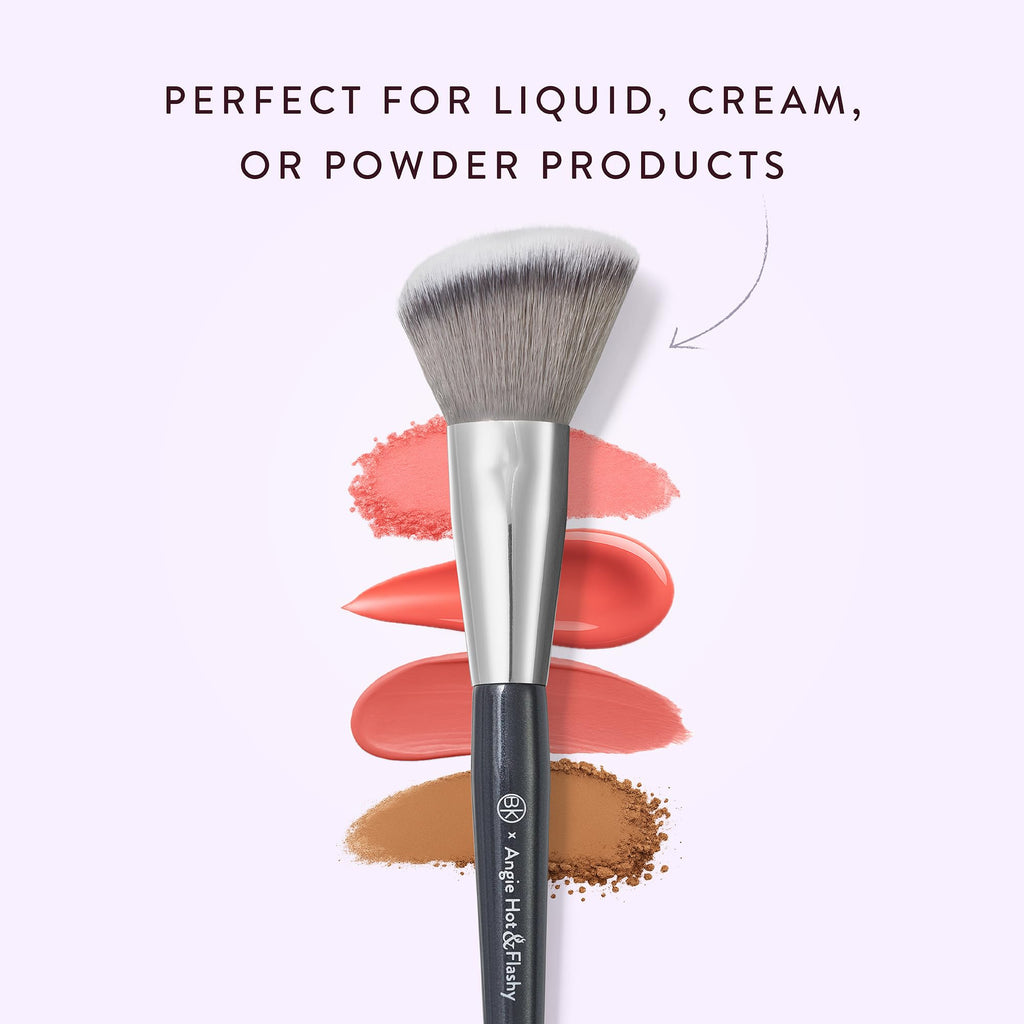 BK BEAUTY - ANGIE HOT & FLASHY A507 ANGLED BLUSH BRUSH – For Blush, Bronzer & Contour, Fluffy Angled Brush for Seamless, Streak-Free Finish