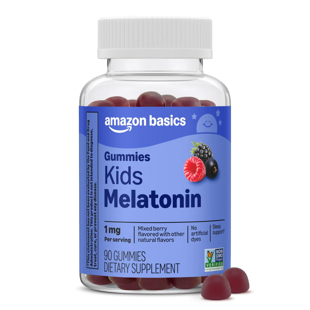 Amazon Basics Kids Melatonin 1 mg Dietary Supplement Gummies 90 Count