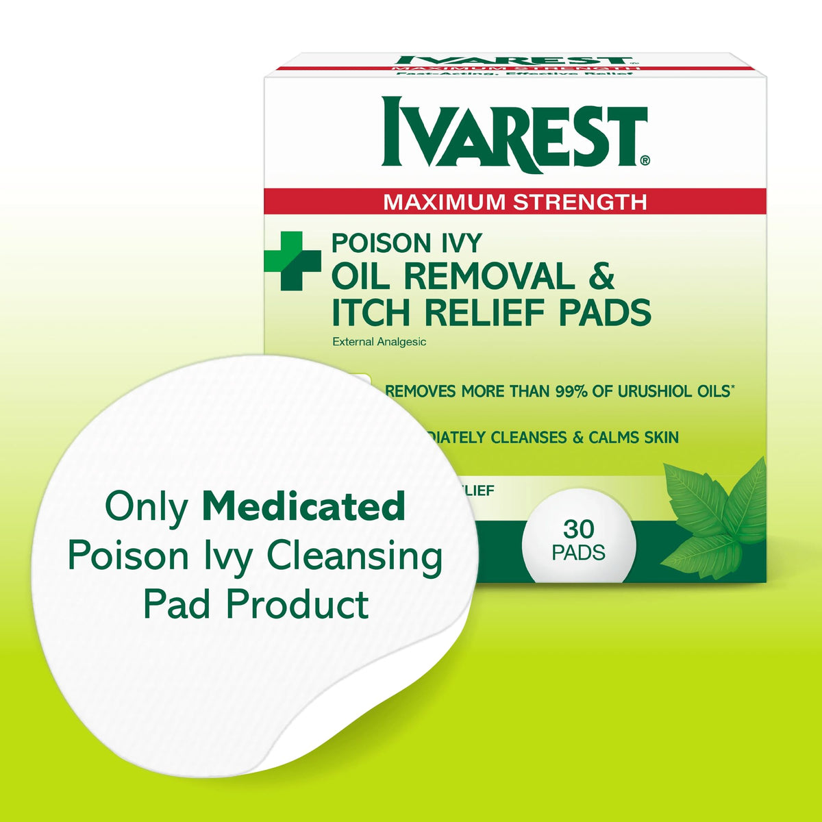 Ivarest Poison Ivy Relief Pads, Fast-Acting Medicated Treatment, 30 Count