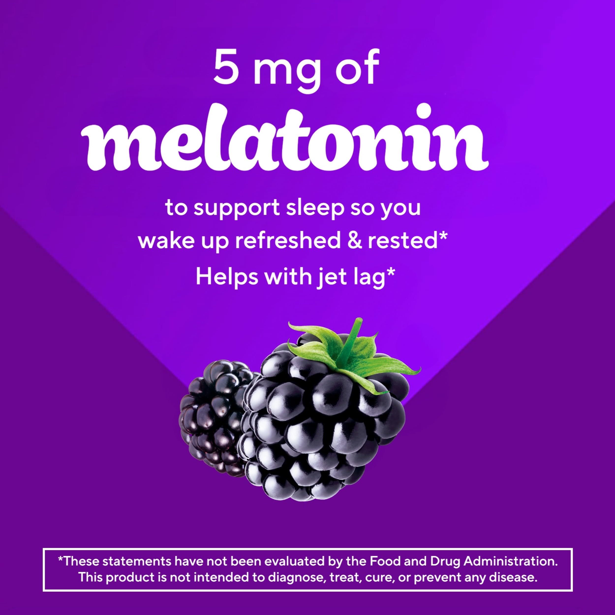 Vitafusion Melatonin Gummies | 5mg | 120 Count | Extra Strength Gummy | for Adult Women and Men | Blackberry Flavor | Gluten and Dairy-Free Supplement