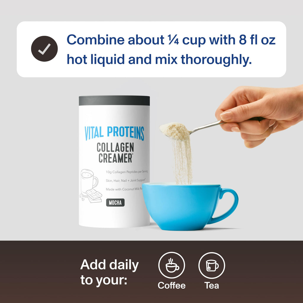 Vital Proteins Collagen Peptides Powder, Mocha Coffee Creamer, 11oz | Collagen Coffee Creamer, Supports Hair Skin & Nails, Mocha Flavor, Daily Coffee Add-In, 12 Servings