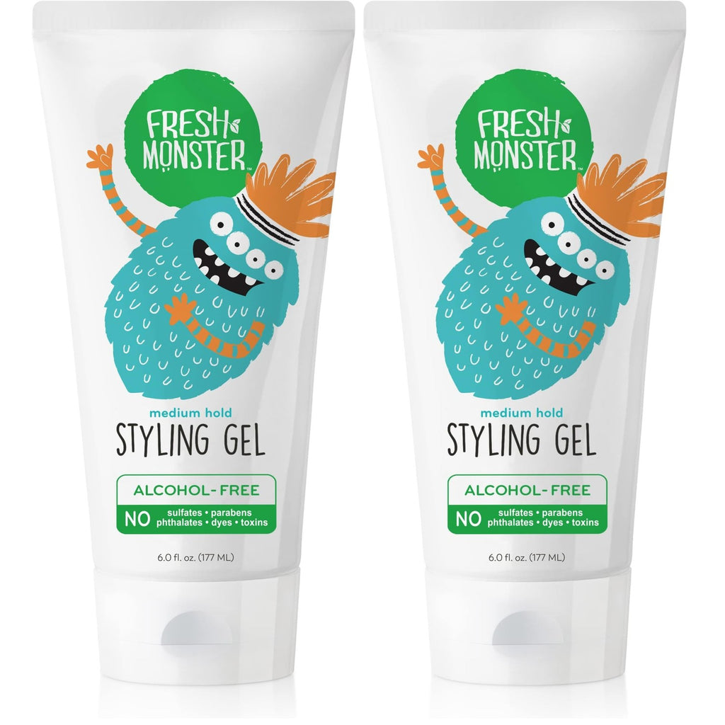 Fresh Monster Kids Hair Styling Gel, Medium Hold, Alcohol-Free, 6 oz | No Crunch or Stickiness, Toxin-Free, Sulfate/Fragrance Free, Hypoallergenic, Dermatologist Tested, Made in USA