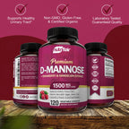 NutriFlair D-Mannose 120 Capsules, 1500mg - with Cranberry and Dandelion Extract - Natural Urinary Tract Health UTI Support - Best D Mannose Powder - Flush Impurities, Detox Body, for Women and Men
