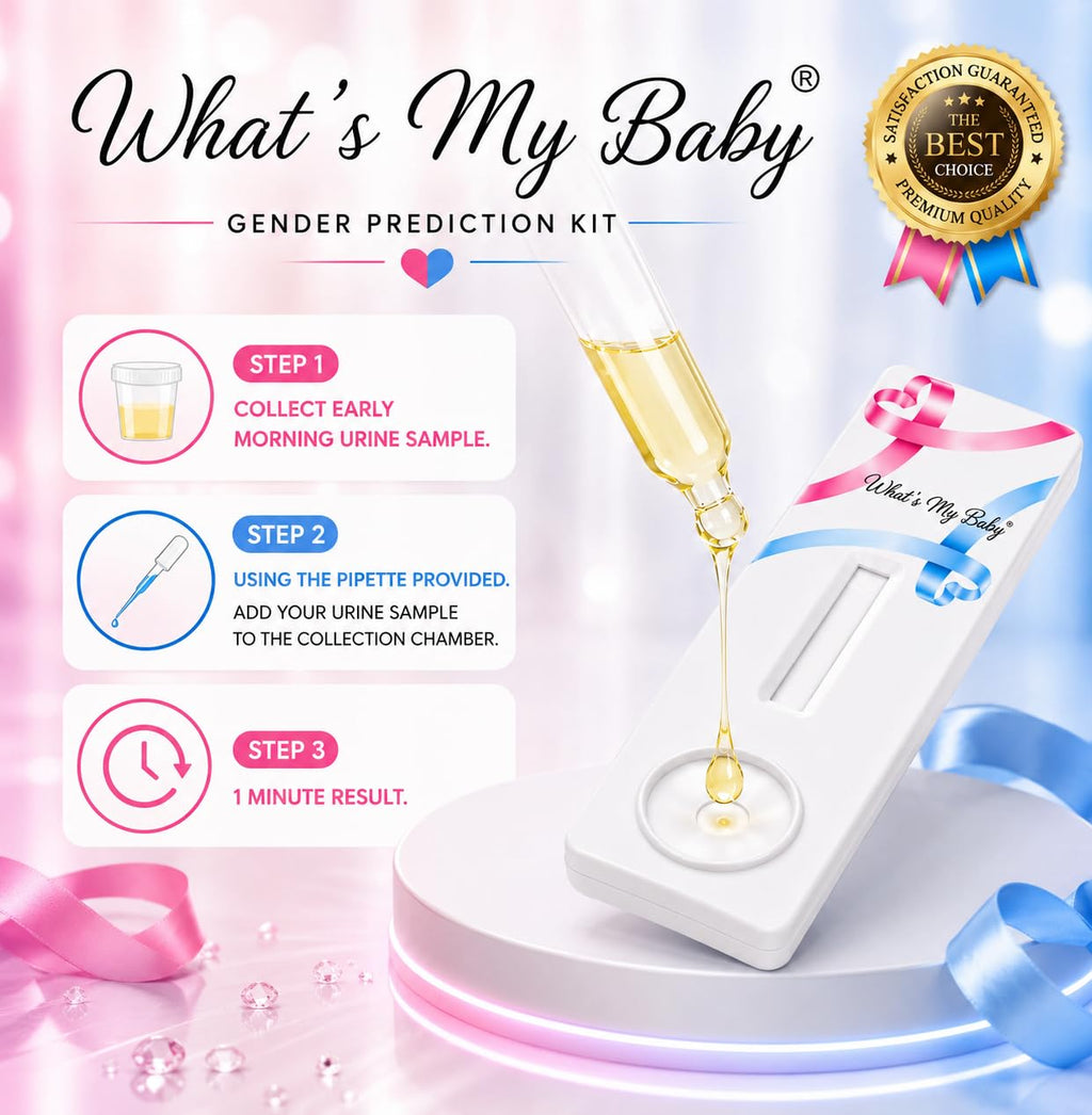 Whats My Baby® Early Gender Test - Reveal if Your Baby is a Girl or Boy from 5 Weeks - Instant Results - Gender Reveal Early Pregnancy Prediction Test Kit