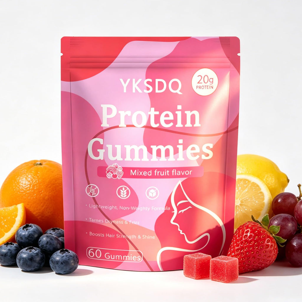 Protein Gummies for Women & Men, 20g Protein per Serving, Zero Sugar, Vegan, Supports Hair Skin Nails Health with Collagen, Energy Boosting Supplement, Mixed Berries Flavor, 60 Gummies (1) (1)