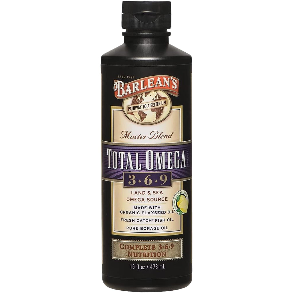 Barlean's Orange Creme Omega 3-6-9 Liquid Fish Oil, 2400mg Omegas,16oz | Fish, borage & flax oils, EPA DHA ALA GLA omegas, Burpless, Non-GMO, Gluten-free, Heart, joint & skin support