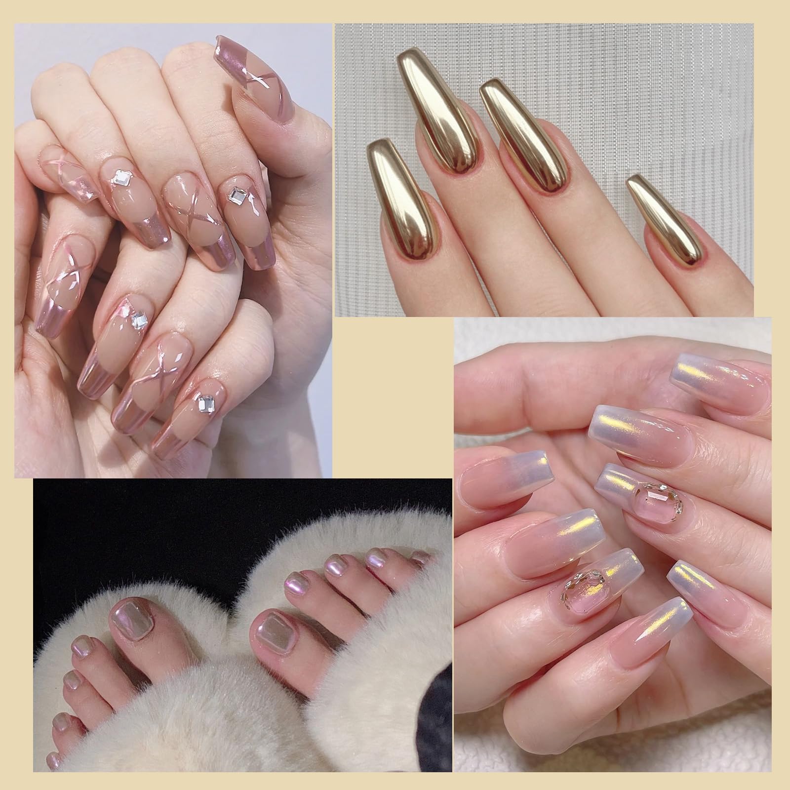 16 Jars Chrome Nail Powder Nail Art Fimo 1g/Jar White Pearl | Mirror Effect Silver Metallic Holographic Dip Nail Powder For Resin Craft Decoration Iridescent Aurora Mermaid Pigment