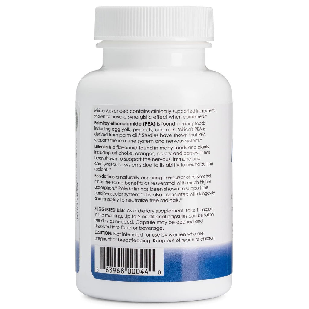 Mirica Advanced - High Absorption Formula, Palmitoylethanolamide (Pea) Luteolin and Polydatin, Nervous System Support Capsule, 60ct