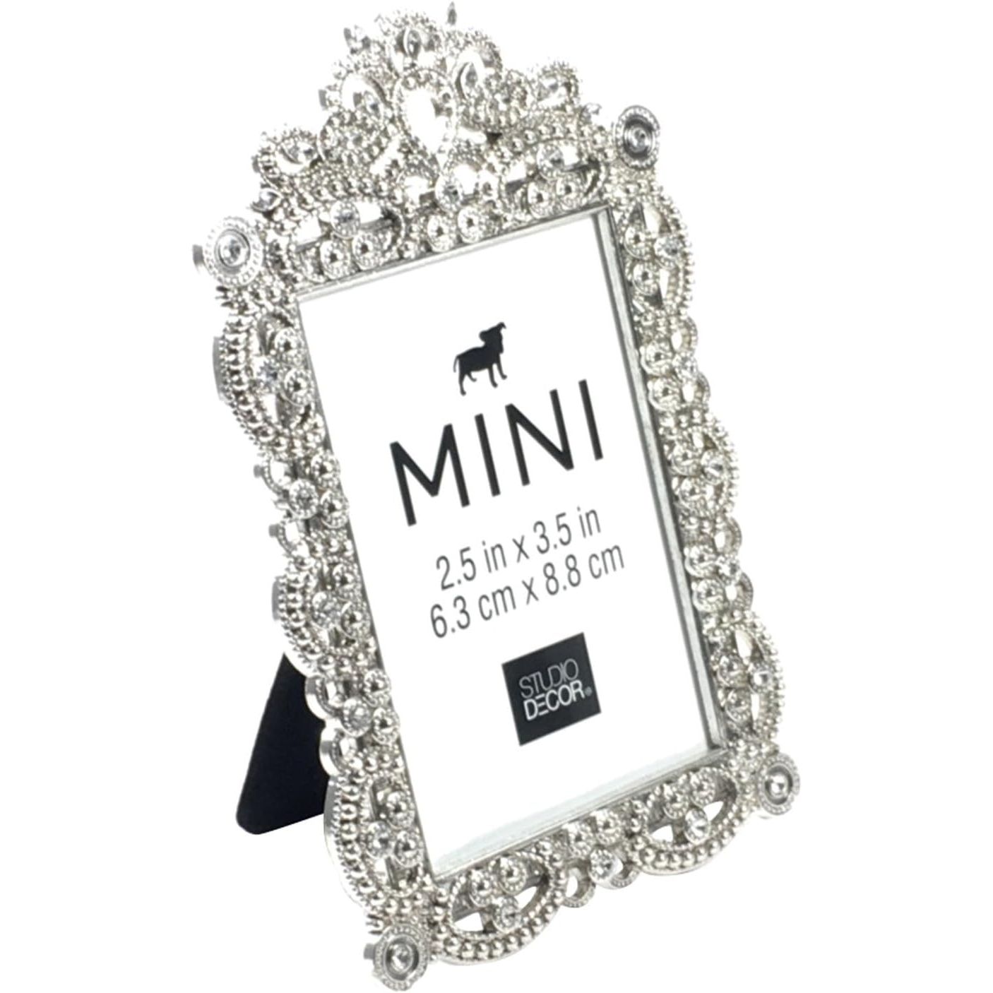 Buy now Bejeweled Silver Tone Metal Mini Picture Frame, 2.5" x 3.5" at indiglob india