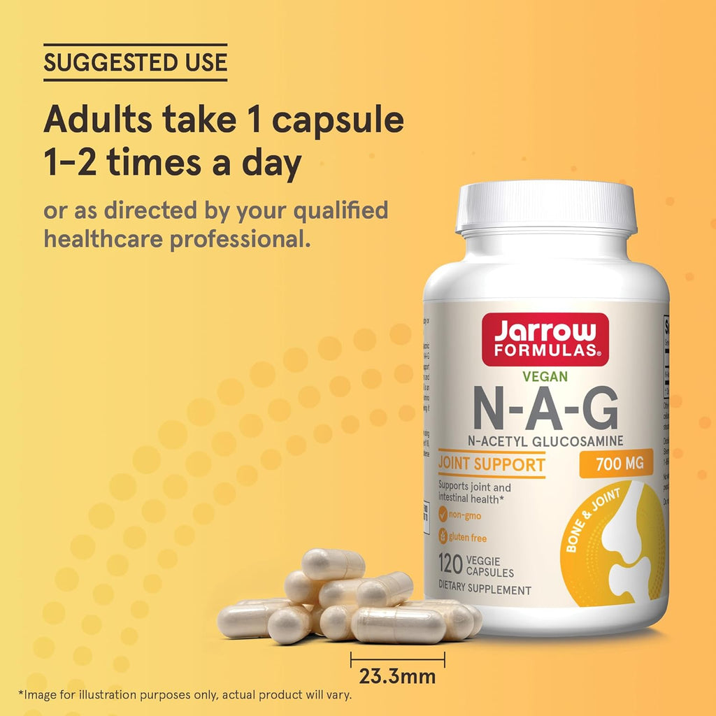 Buy now Jarrow Formulas N-A-G 700 mg, N-Acetyl Glucosamine, Acetylated Form of Glucosamine for Bone and Joint Support, 120 Veggie Capsules, Up to 120 Servings at indiglob india