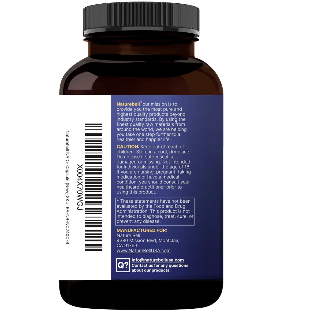 NatureBell NAD+ 11-in-1 Complex 1,500 mg** Per Serving, 240 Veggie Capsules | NMN Supplement Alternative | NAD with Resveratrol, CoQ10, Hyaluronic Acid, Fisetin, & More – Non-GMO