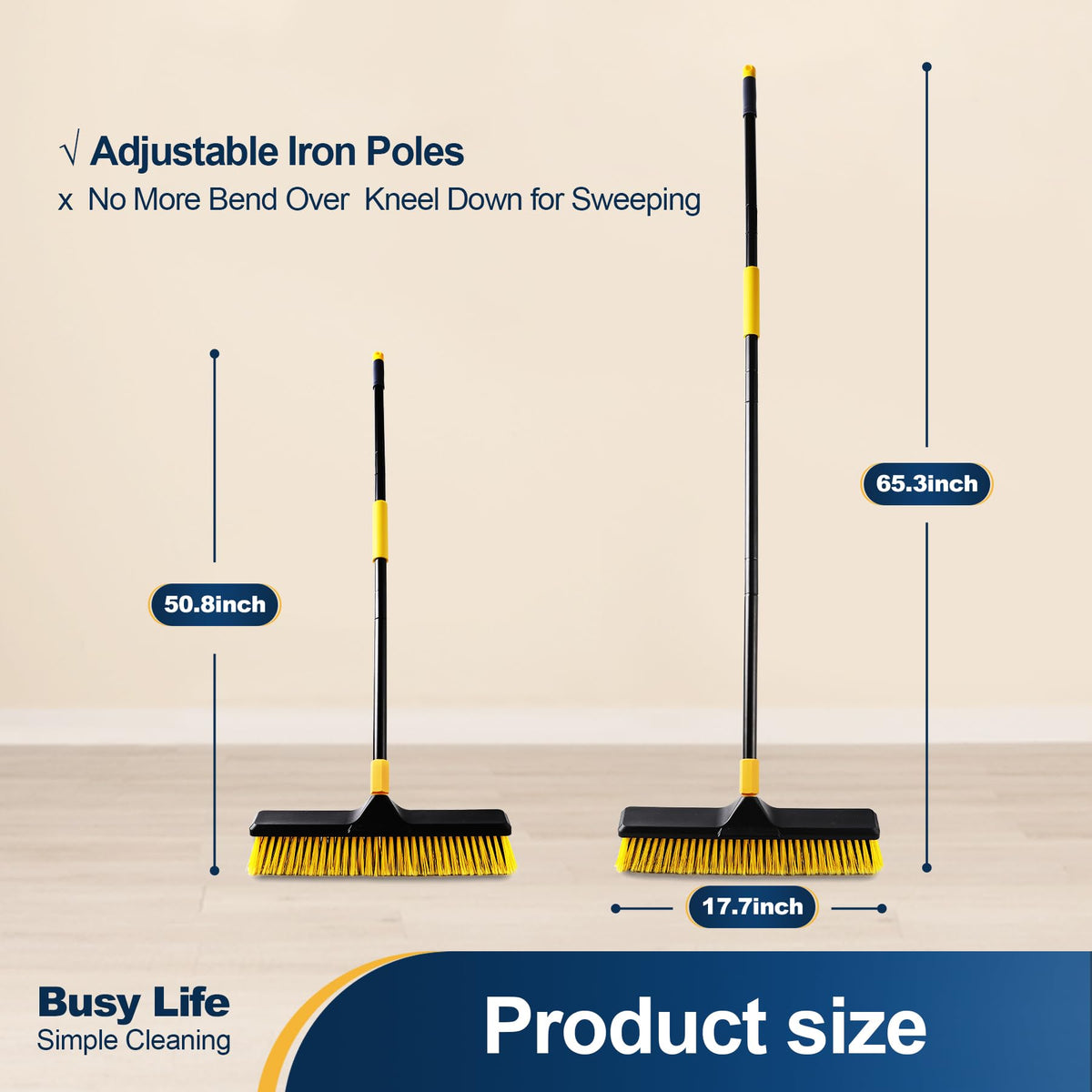 Yocada 18 Inch Push Broom Heavy-Duty Outdoor Commercial Broom Brush