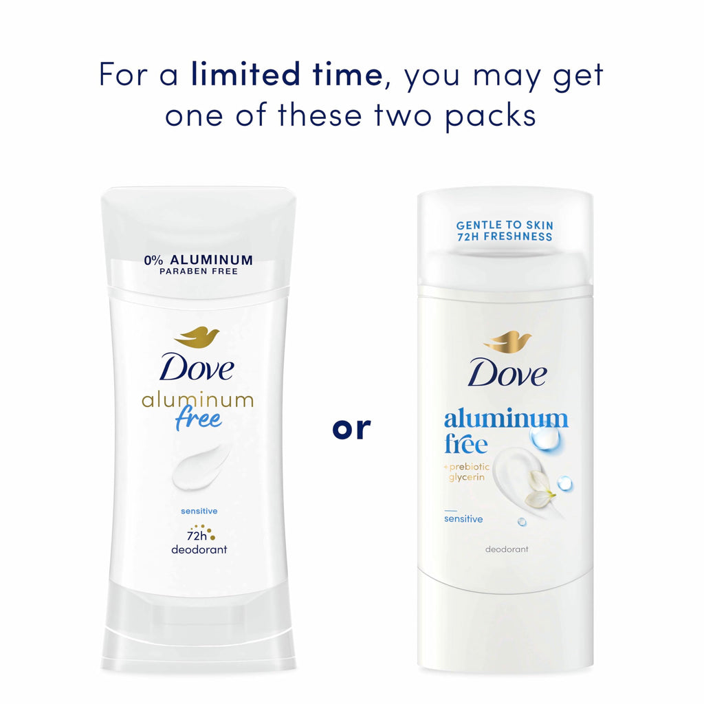 Dove Deodorant Stick Sensitive Aluminum Free 2.4 oz | For sensitive skin, Helps stop odor & stay fresh, With prebiotic glycerin, aluminum-free