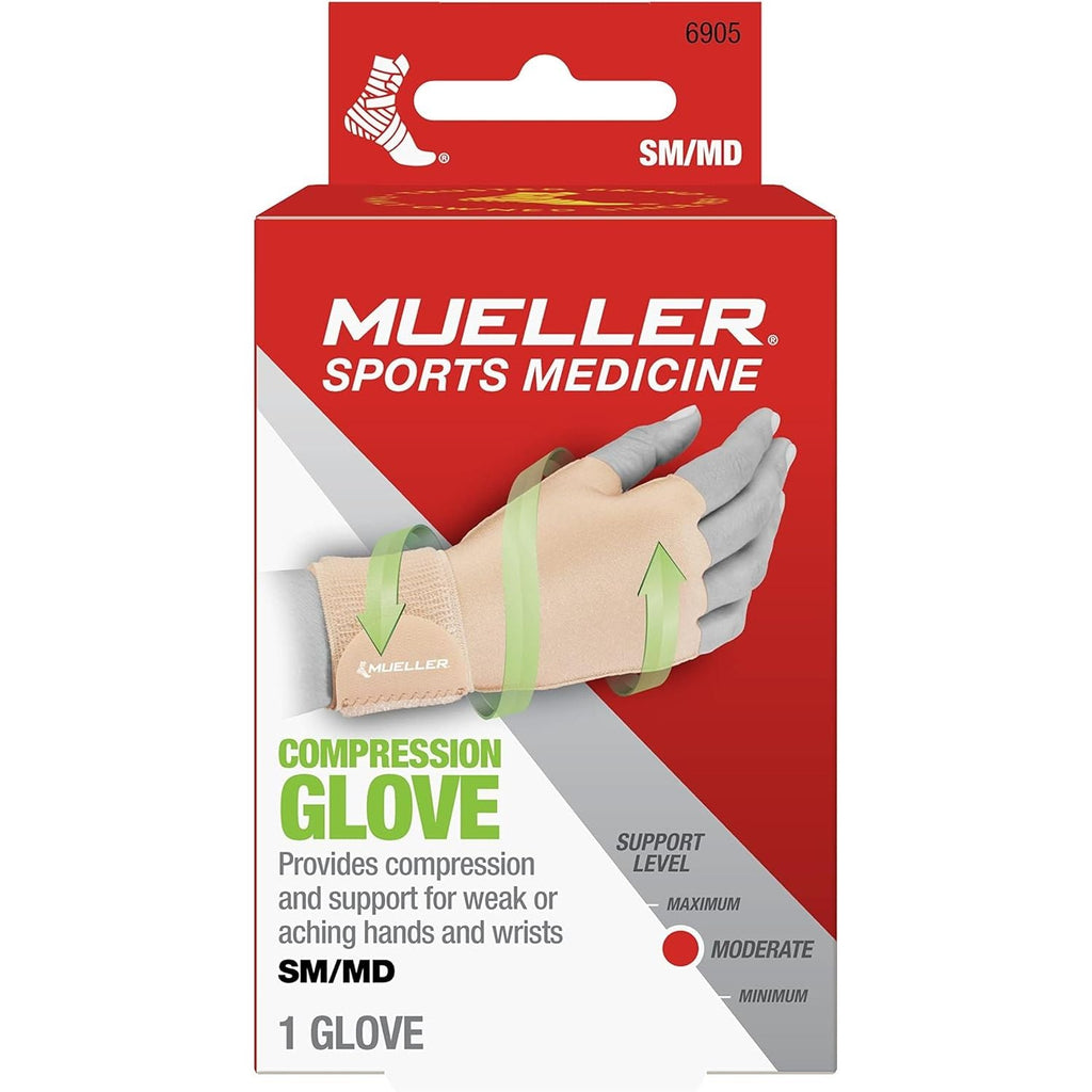 Buy now MUELLER Sports Medicine Compression Glove for Men and Women, Hand & Wrist Pain Relief Support, Ideal for Carpal Tunnel, Arthritis, Fits Right or Left, Beige at indiglob india