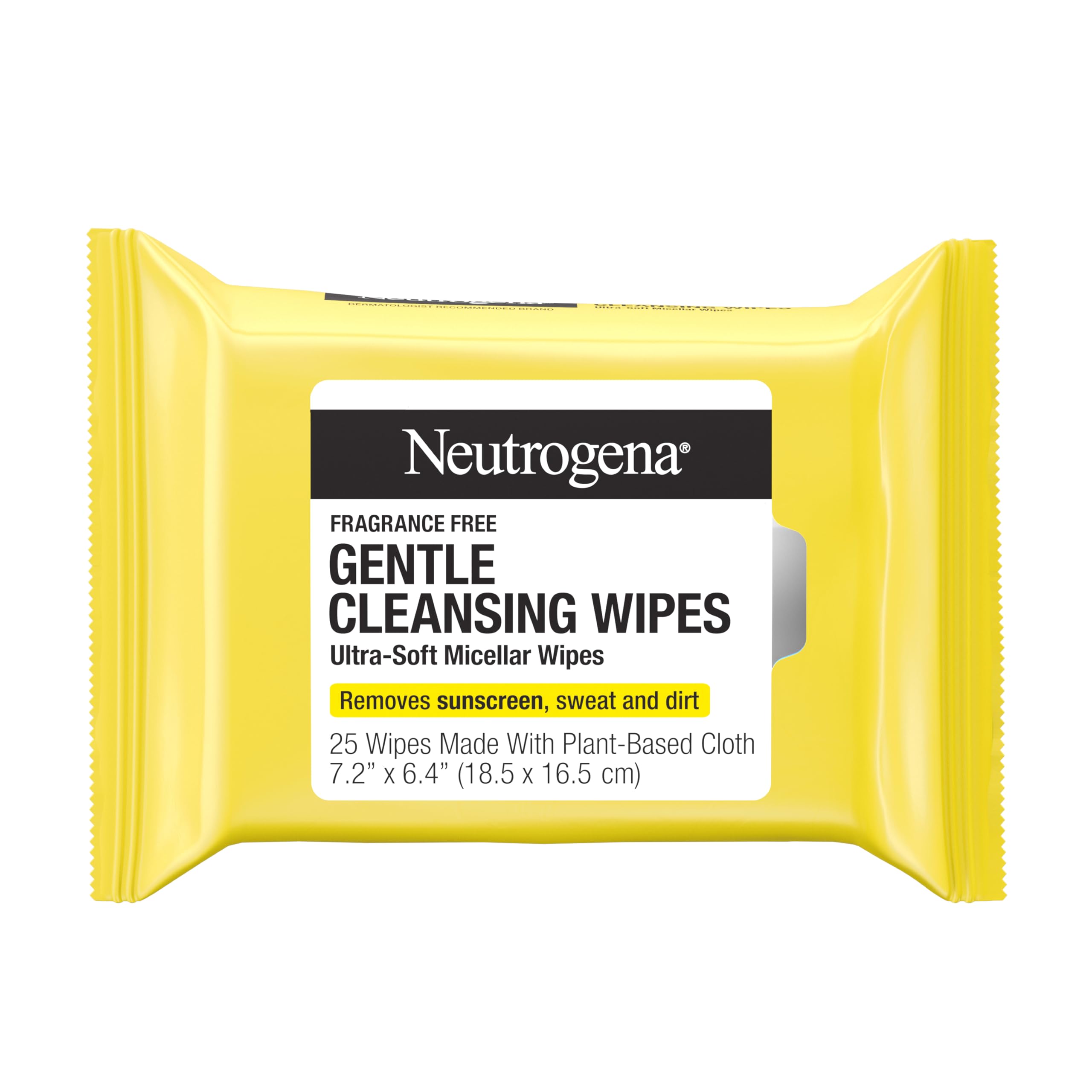 Neutrogena Gentle Facial Cleansing Wipes, Fragrance Free, 25 ct | Ultra-Soft Micellar Cleansing Wipes for Effortless Cleansing Made Gentle, Fragrance Free Face Wipes for Sensitive Skin