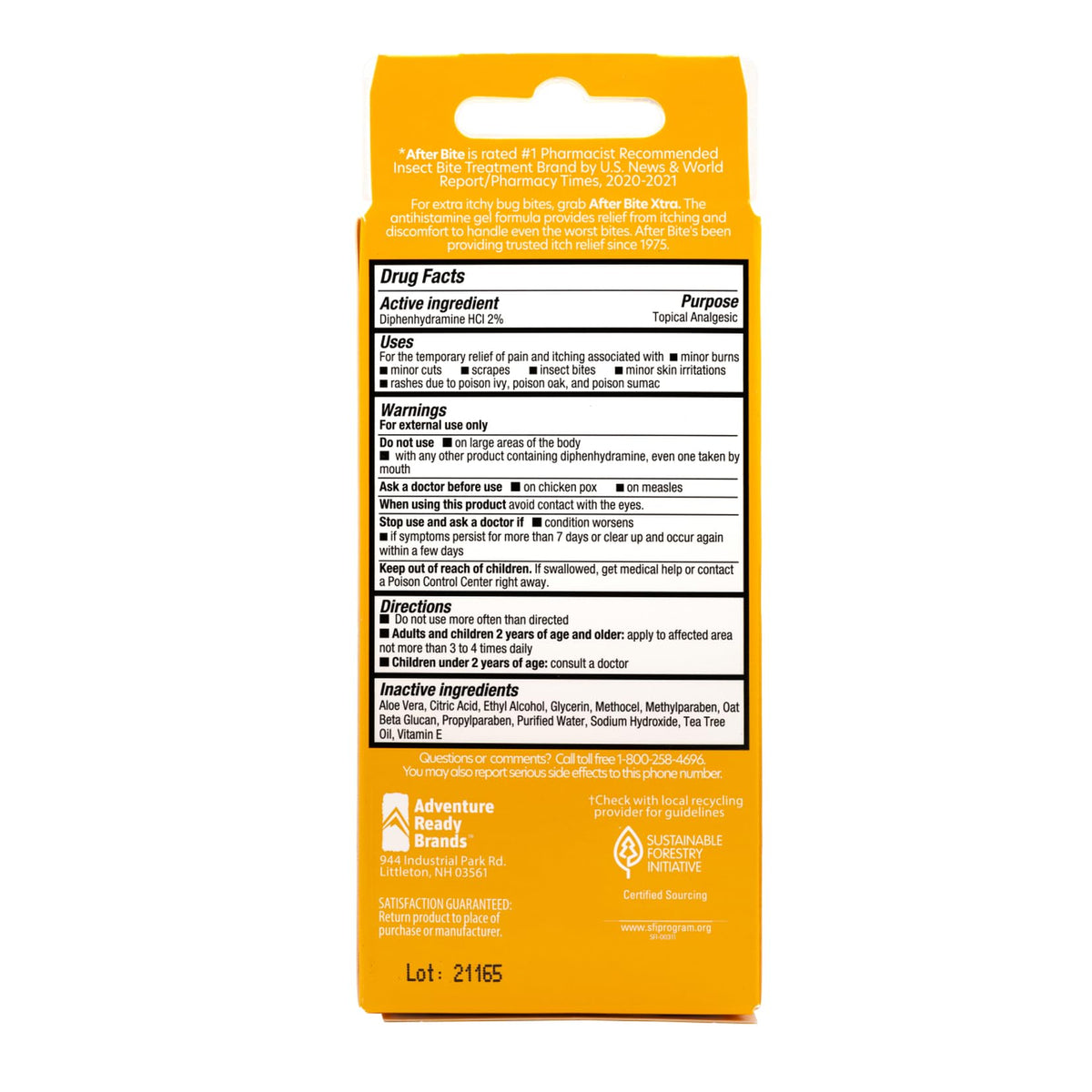 After Bite Xtra Bug Bite Itch Relief, Diphenhydramine HCl Gel Formula, 4Pk