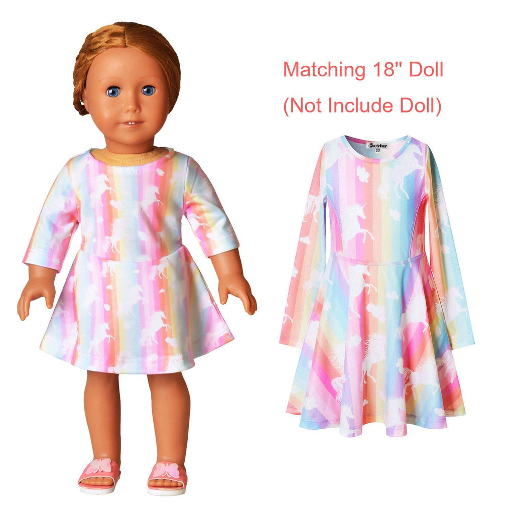 Buy now Long Sleeve Unicorn Dresses for Girls Kids 10 11 Matching 18 inch American Doll at indiglob india
