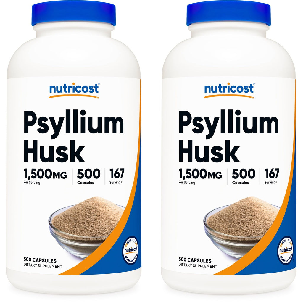 Nutricost Psyllium Husk 1500mg, 500 Capsules, Gluten Free, GMO-Free