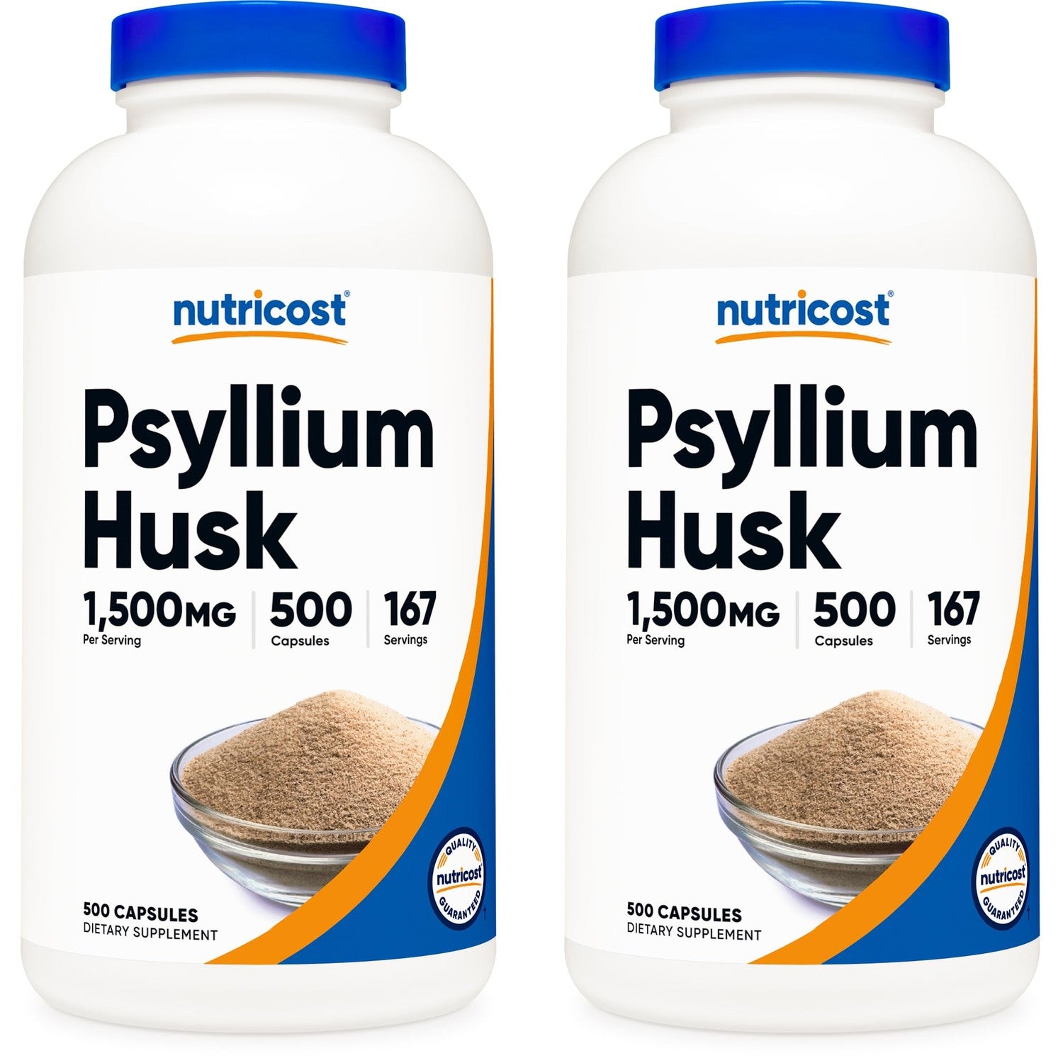 Nutricost Psyllium Husk 1500mg, 500 Capsules, Gluten Free, GMO-Free