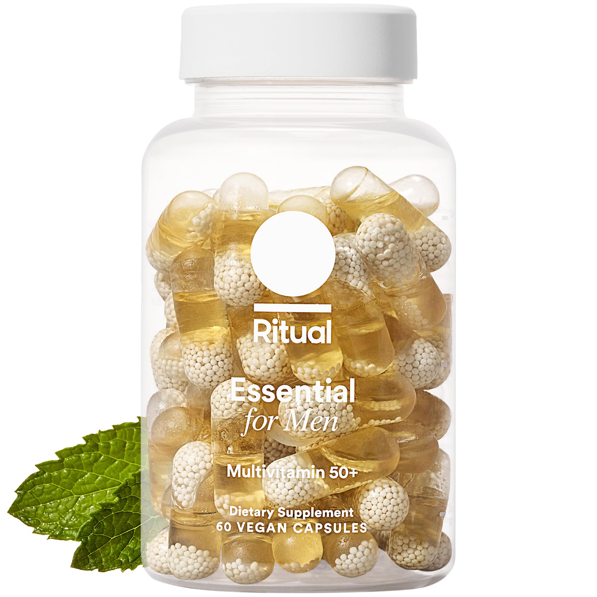 Ritual Men's 50+ Multivitamin - 60 Capsules - 30 Servings | Key Essential Vitamins and Minerals To Support Heart, Energy, Brain, Muscle, Bone Health* - Zinc, D3, B12, A - Vegan - Mint