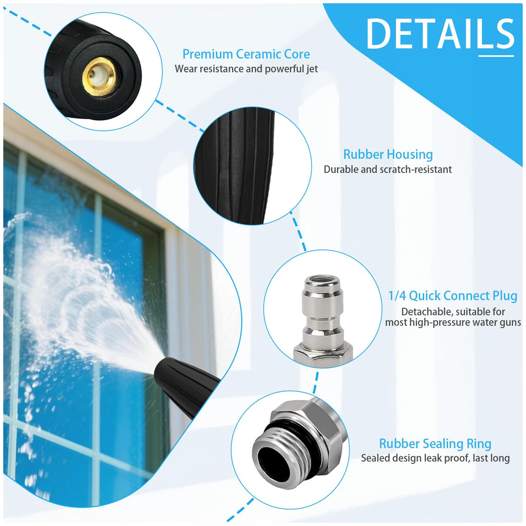Turbo Nozzle Pressure Washer Tips, Max 4000 PSI, Upgrade 360° Rotating Turbo Spray Tips with 1/4" Quick Connector for Cleaning Car, Garden, Concrete Brick, 4.0 GPM 4.0 Orifice