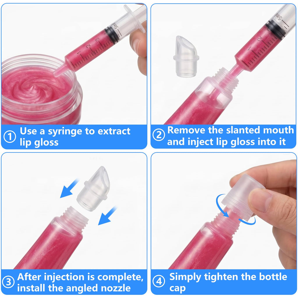 6PCS Refillable Empty Lip Gloss Tubes 8ml, with 5ml Syringes