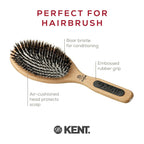 Buy now Kent PF07 Extra-Large 100% Boar Bristle and Non-Scratch Nylon Mix Cushion Brush - Wooden Detangling and Oval Smoothing Paddle Brush for Thin Hair - Made in England at indiglob india