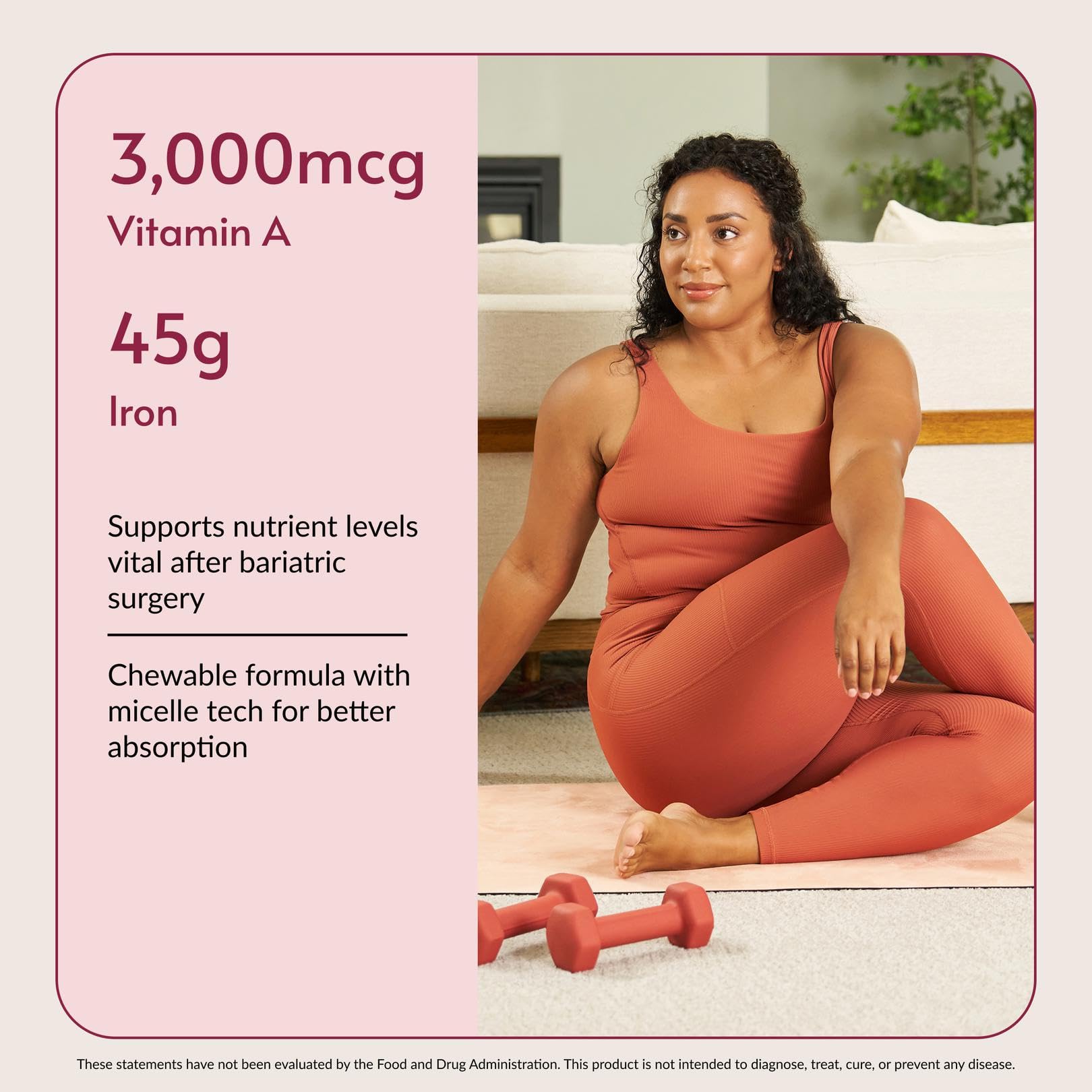 Bariatric Advantage Chewable Advanced Multi EA, Mixed Fruit, 60 Count | High Potency Daily Multivitamin with Iron for Bariatric Surgery Patients, Chewable Tablet, Delivers Over 20 Unique Nutrients