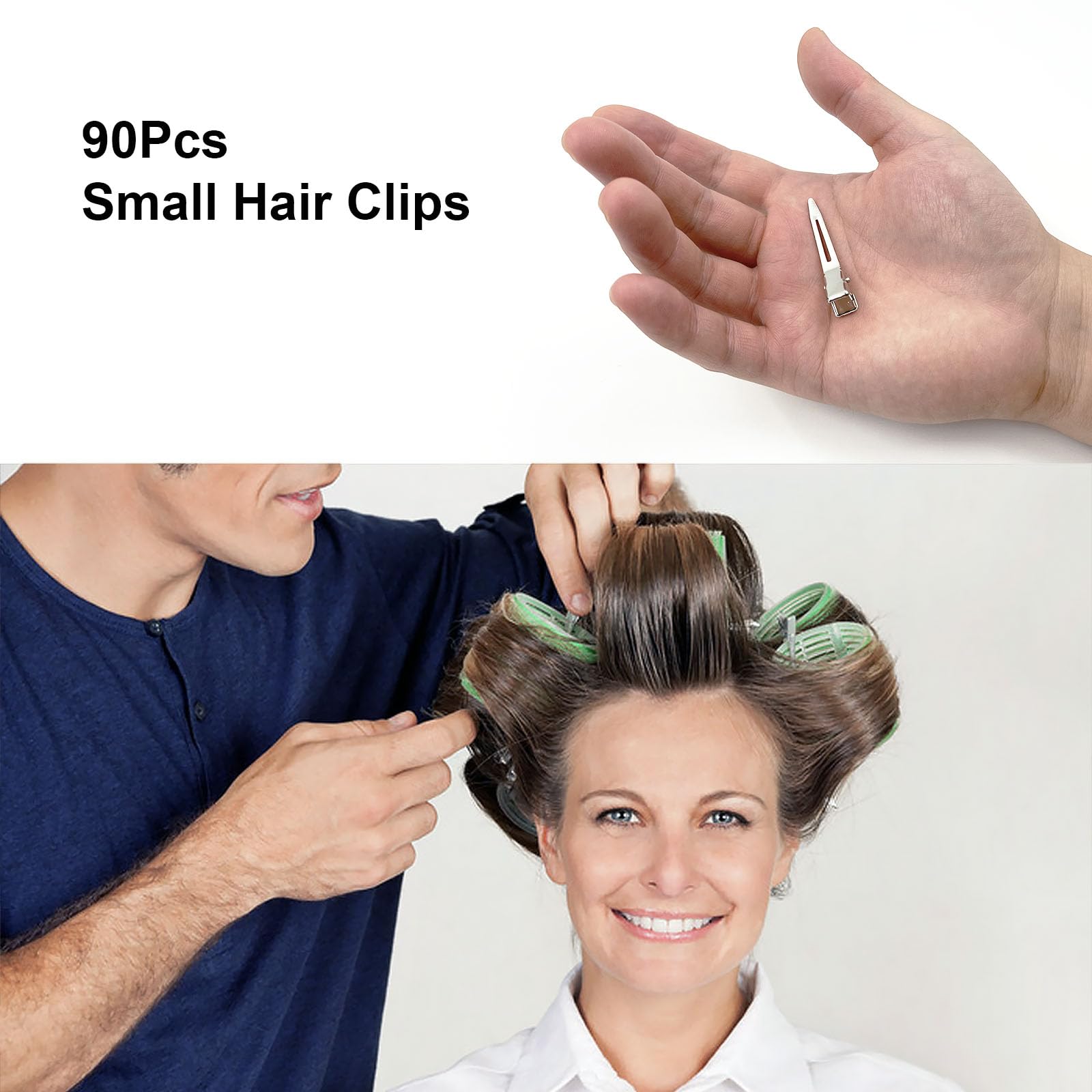 HiJeaton Metal Silver Loc Clips for Hair Retwist Dread Pin Curl Pro Styling | 90 Pcs Duck Bill Alligator Clips Nonslip Rustproof Strong Grip for Thick Hair, Sectioning Rollers Salon Bows Small Single DIY